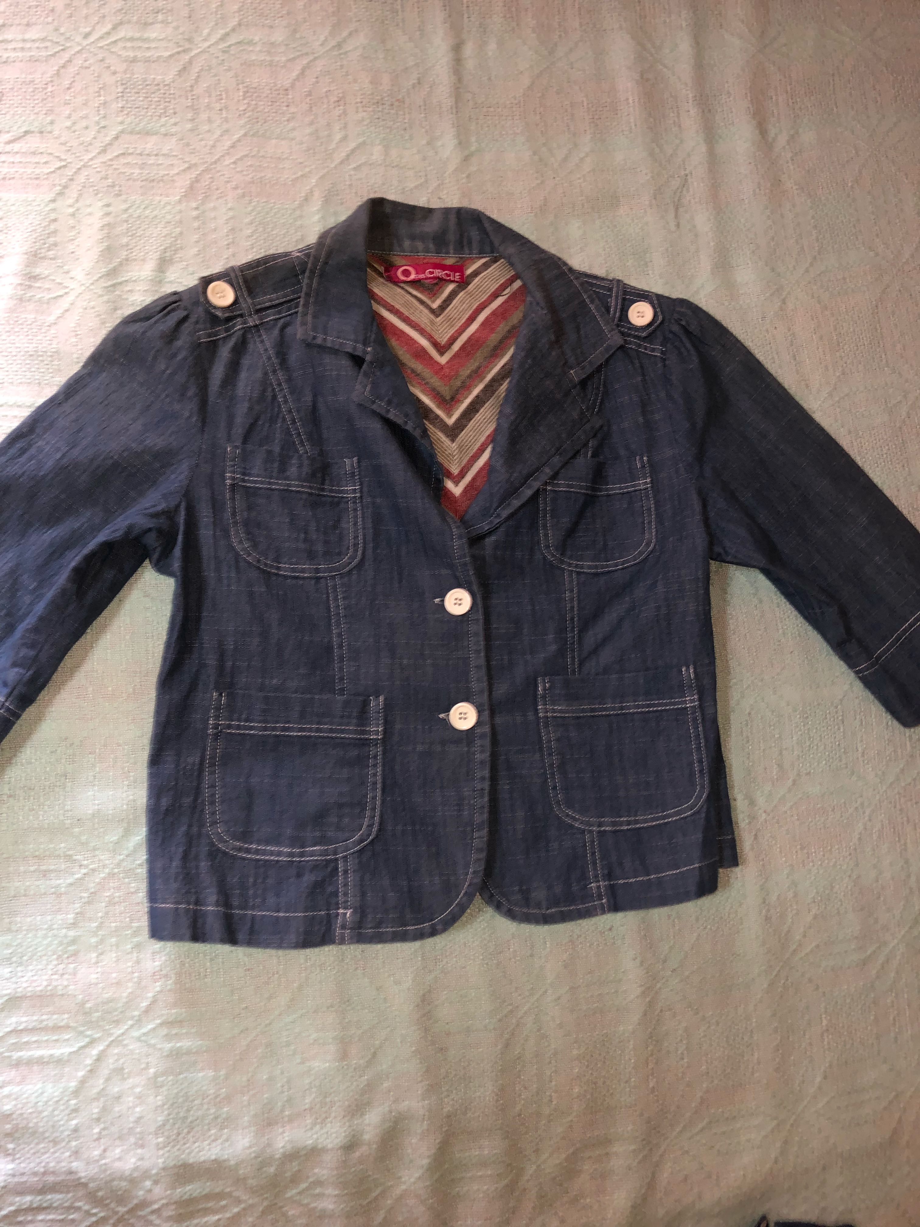denim jacket with contrast stitching
