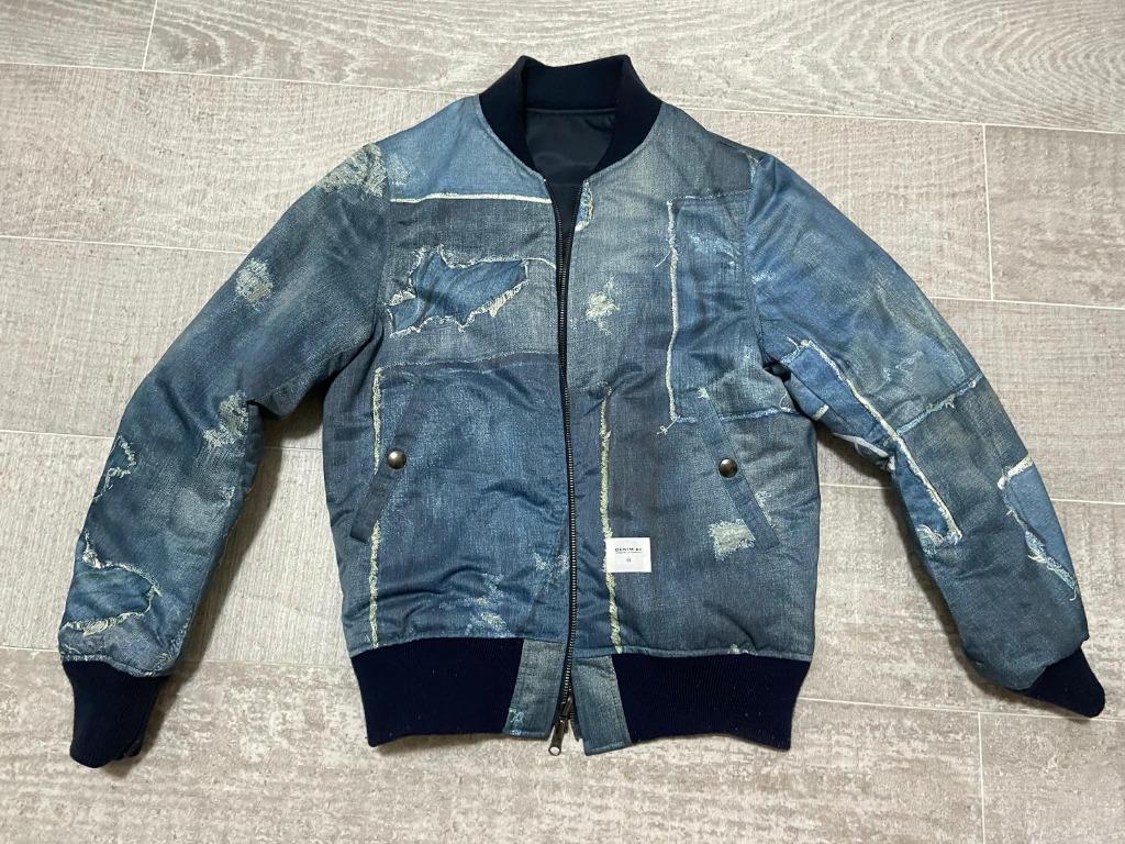 DENIM BY VANQUISH ＆ FRAGMENT 襤褸デニム MA-1 らーめん様DENIM BY VANQUISH & FRAGMENT デニムJKT