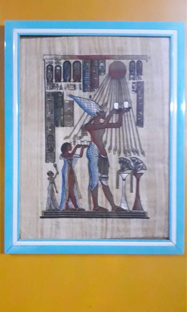 HAND PAINTED EGYPTIAN ART ON PAPYRUS PAPER (Category: Frames & Pictures) located in Quezon City. Submitted by flacko07 (Listing ID 1027650924, Image 1). Description: HAND PAINTED EGYPTIAN ART ON PAPYRUS PAPER FRAMED 14x11ins,| AS IS, WHERE IS, AGE UNKNOWN Fr LONDON, ENGLAND BEST OFFER.