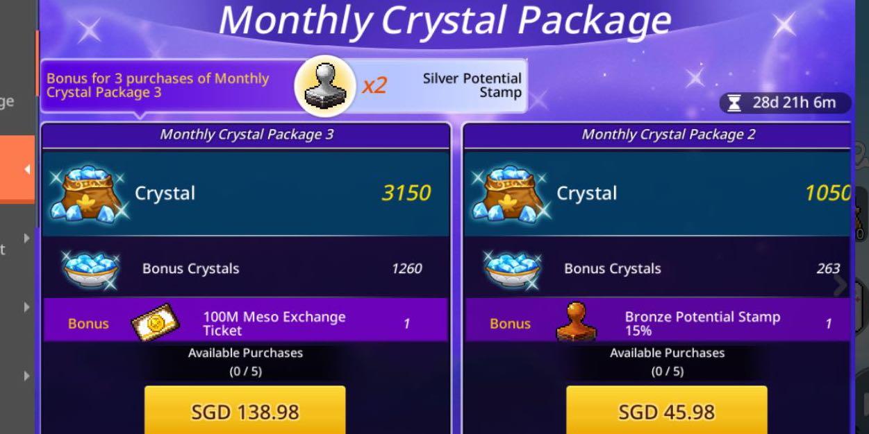 MapleStory M cheap crystal packages, Video Gaming, Gaming Accessories
