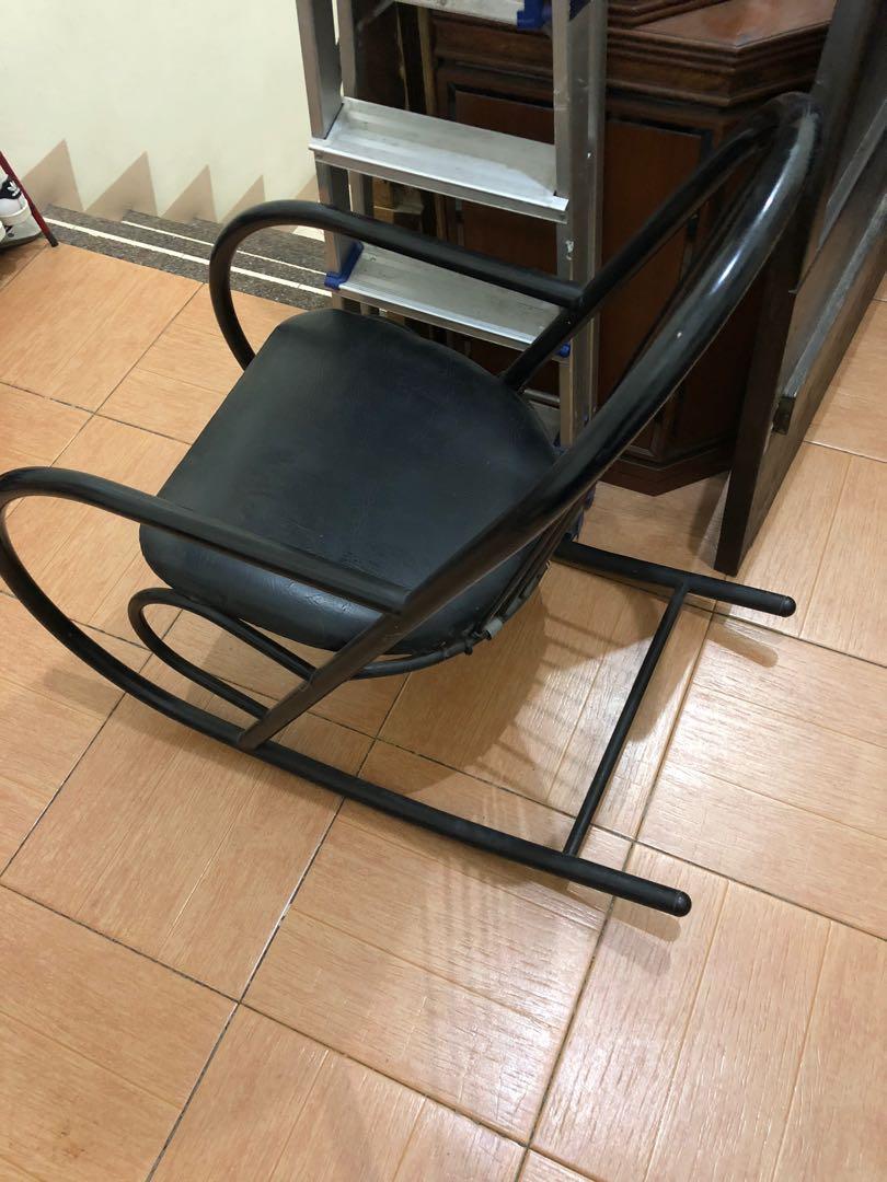 Metal Rocking Chair (Category: Chairs) located in Manila. Submitted by scratch_ph (Listing ID 1027607430, Image 3). Description: Metal rocking chair Aesthetics : 9.5/10 Good as new Black color Lightweight PICKUP ONLY BANAWE AREA Price negotiable.