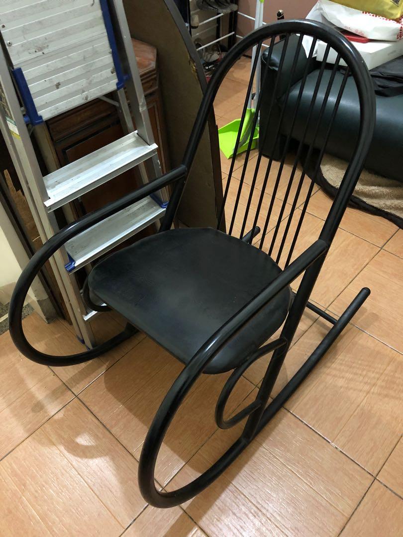 Metal Rocking Chair (Category: Chairs) located in Manila. Submitted by scratch_ph (Listing ID 1027607430, Image 2). Description: Metal rocking chair Aesthetics : 9.5/10 Good as new Black color Lightweight PICKUP ONLY BANAWE AREA Price negotiable.