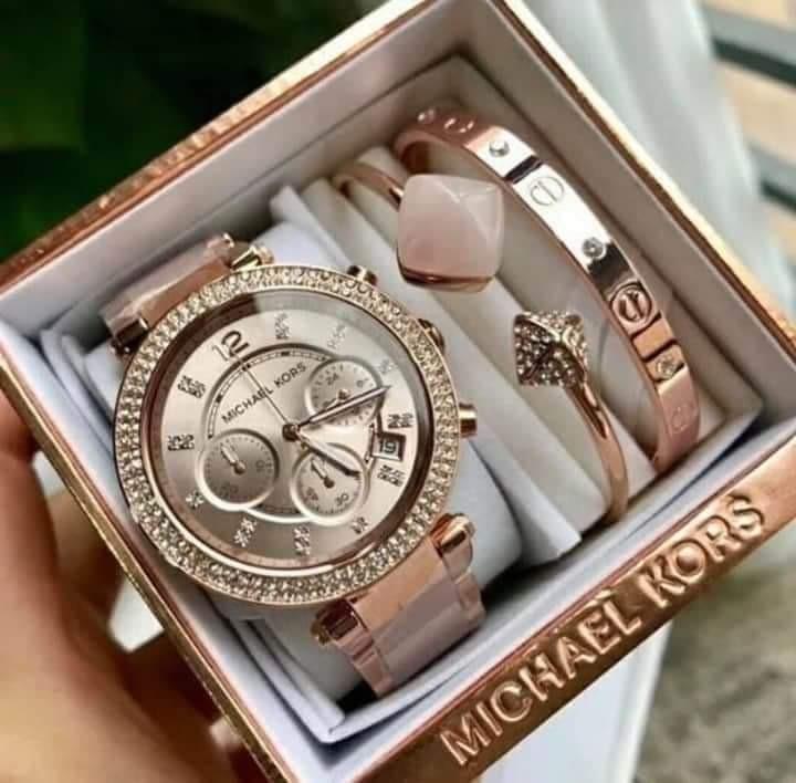 mk watches with bangles