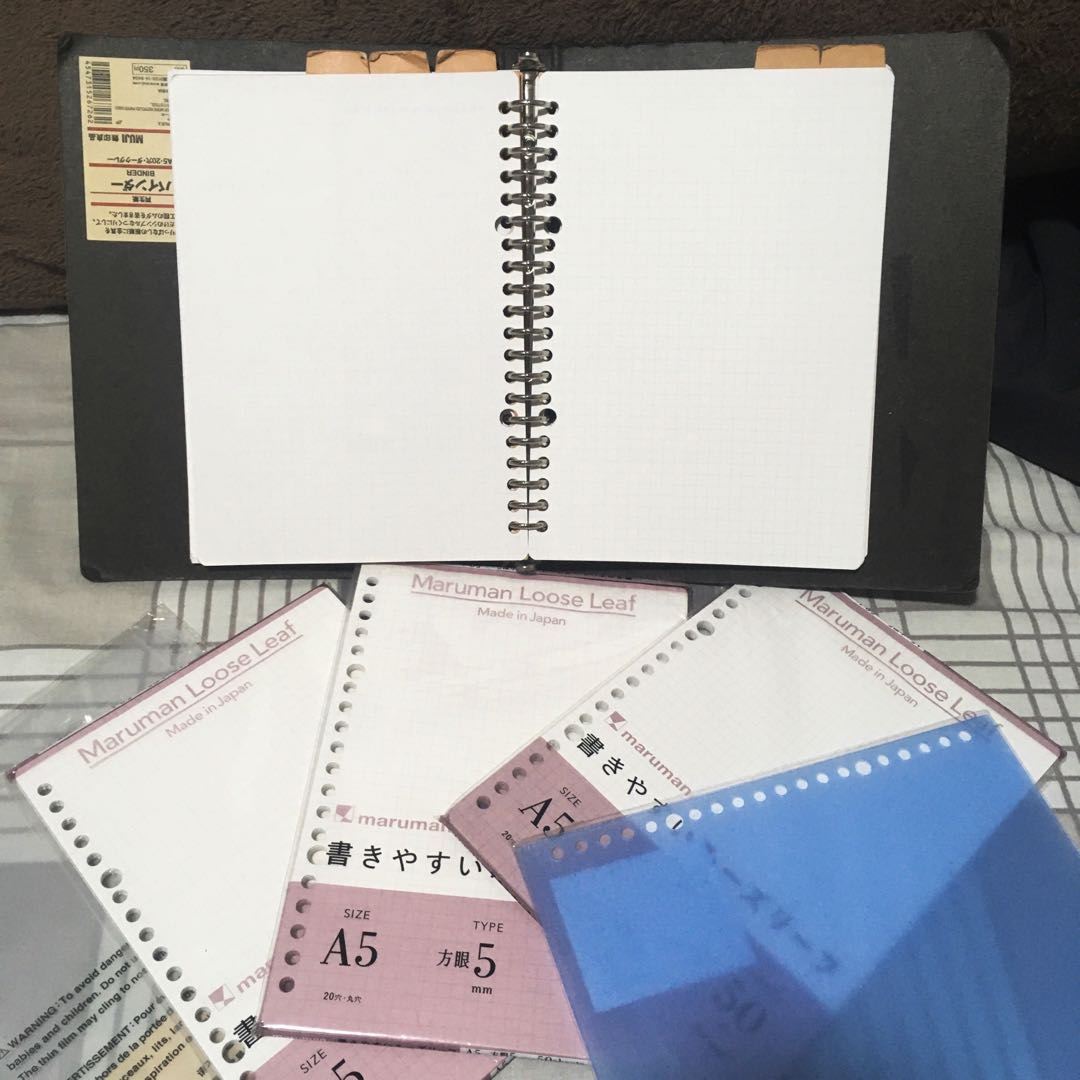 MUJI A5 Binder Notebook w/refills, Hobbies & Toys, Stationary & Craft