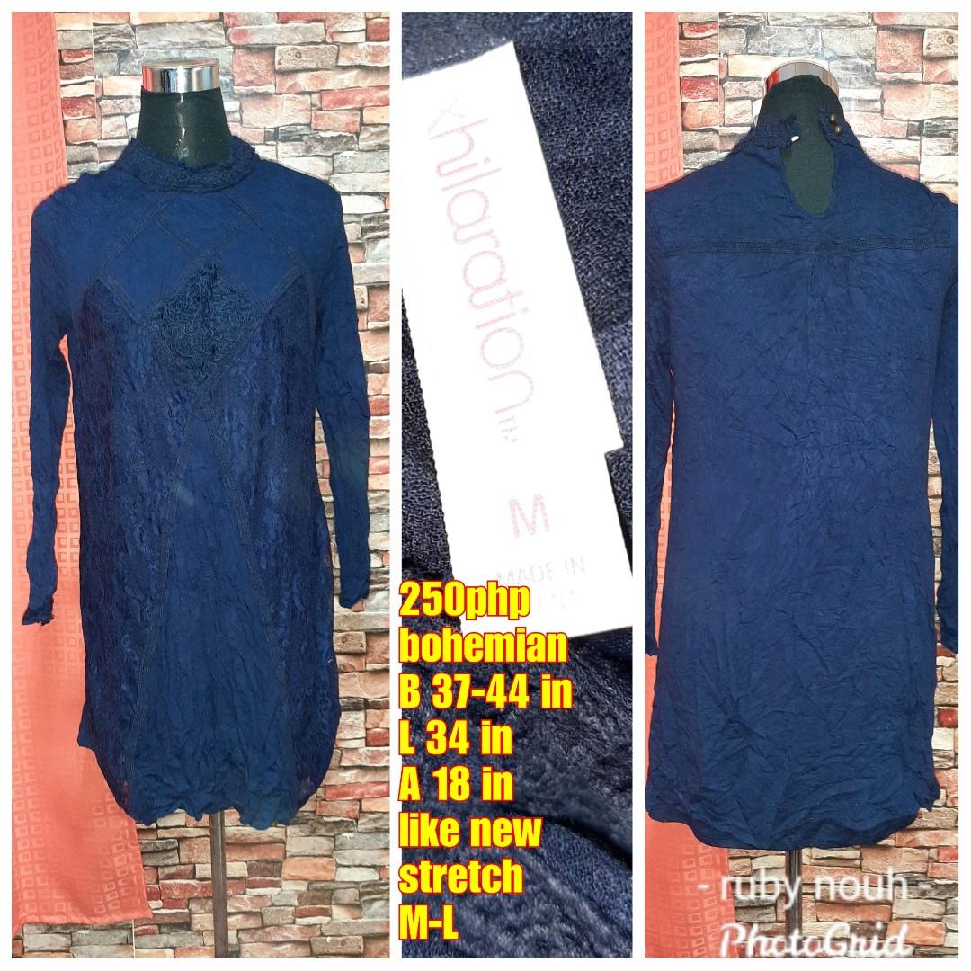navy blue bohemian dress