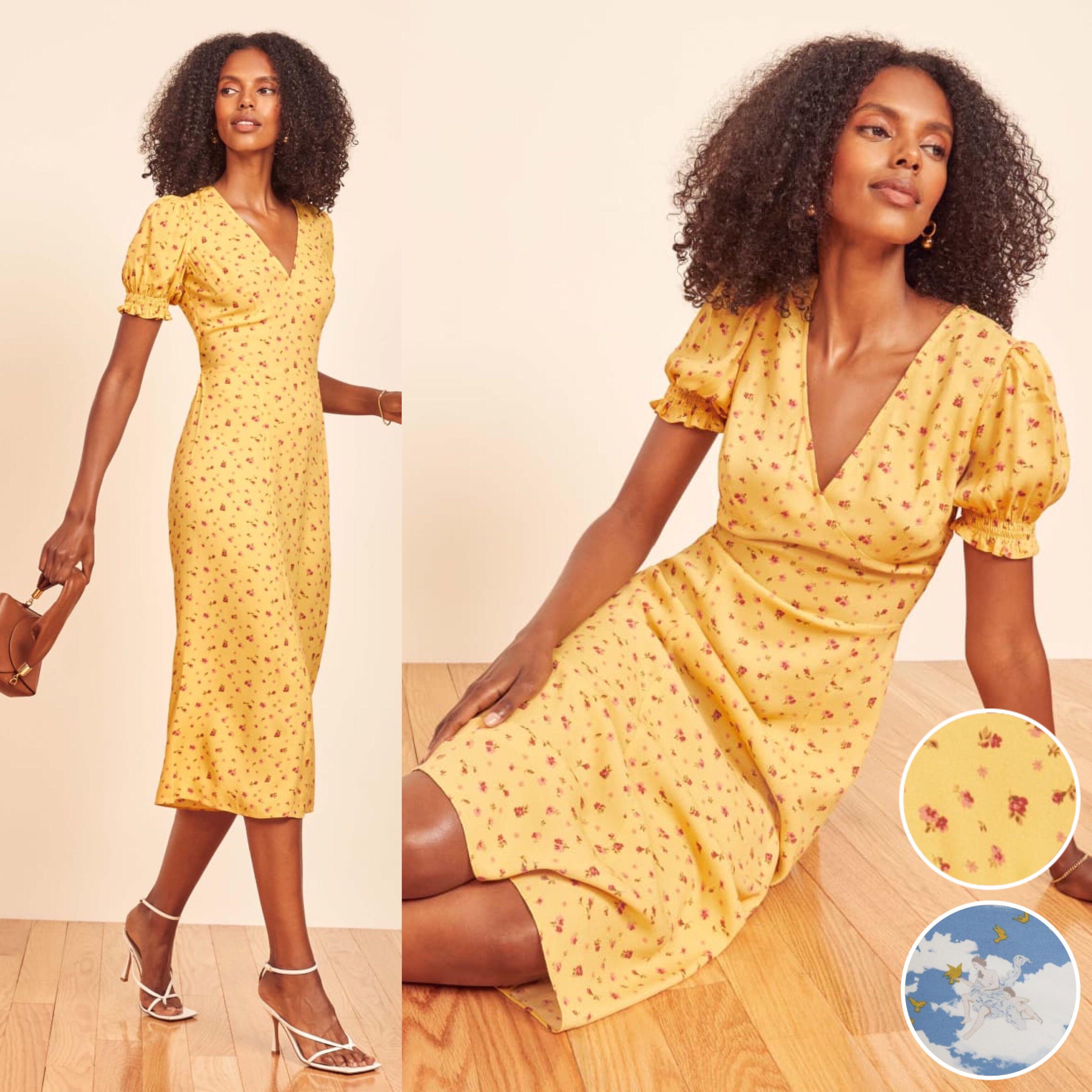 Reformation yellow floral dress cheap