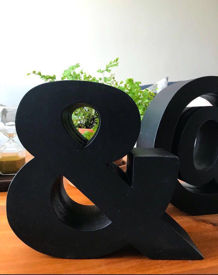NEW set of 2 Typo Wooden Bookends stand decor, Furniture & Home Living