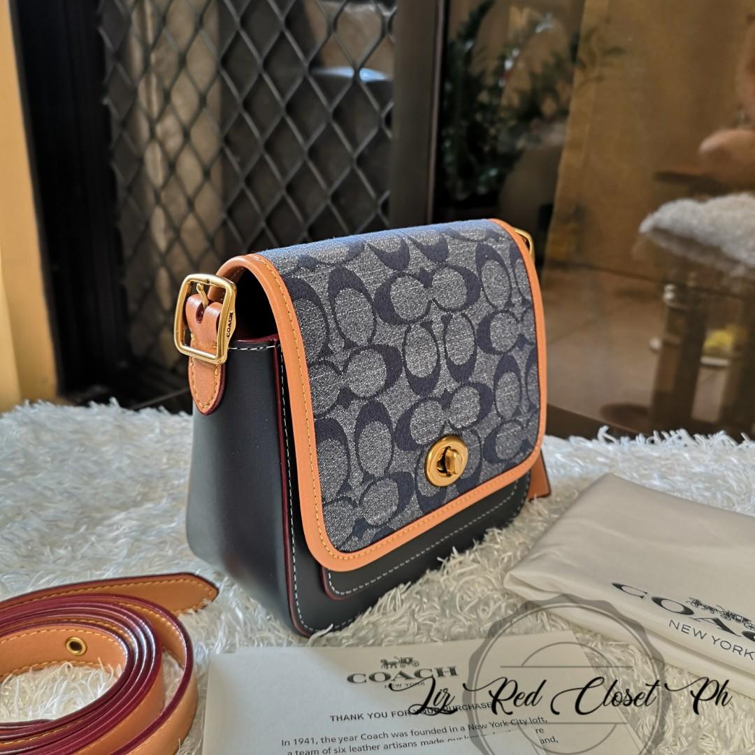 ON HAND Coach Rambler Signature Chambray & Leather Crossbody Bag