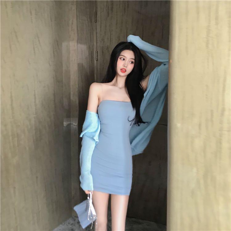 Pastel blue bodycon cheap dress