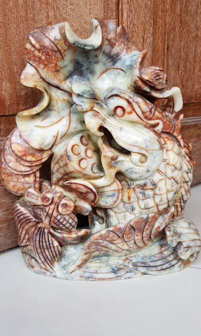 Patung Ikan Dari Batu Giok Antik Pajangan Di Carousell
