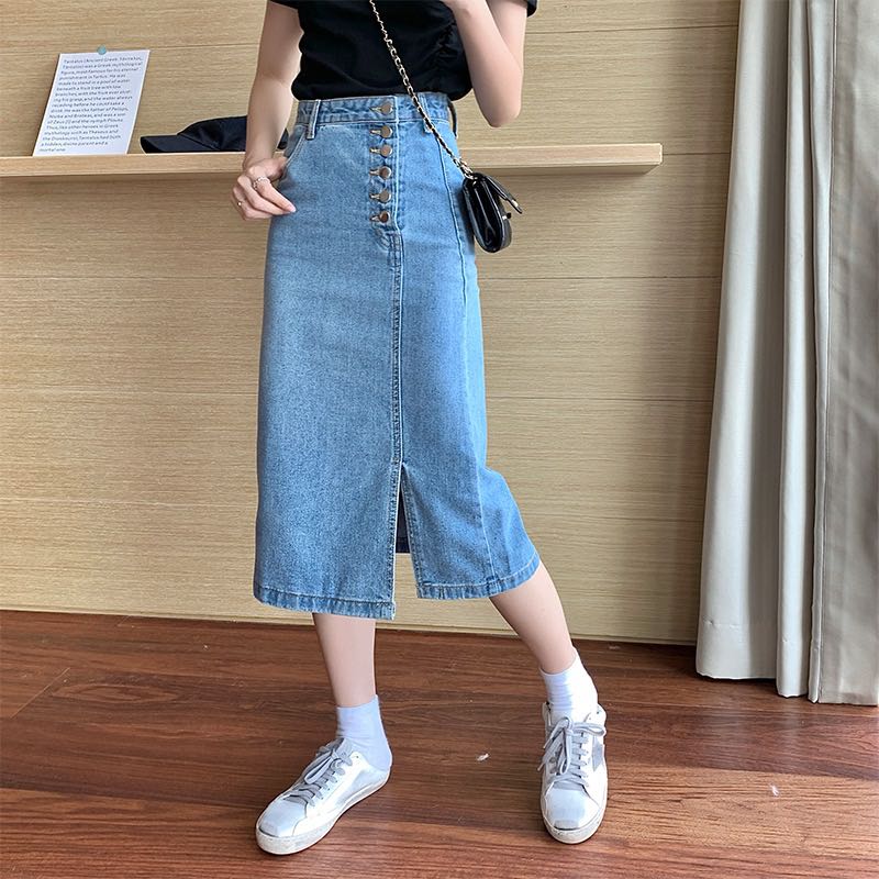 Plus size long deals denim skirts 2020