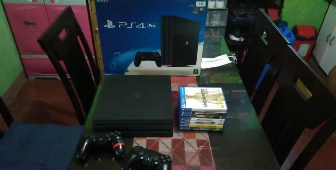 PS4 Pro 1TB with 2 dual shock controllers + 6 games (Category: PlayStation) located in Manila. Submitted by tajealovess15 (Listing ID 1027626818, Image 2). Description: PS4 PRO 1 TB + 2 DUALSHOCK CONTROLLER + 6 GAMES complete with box PHP 24000 all in (negotiable).