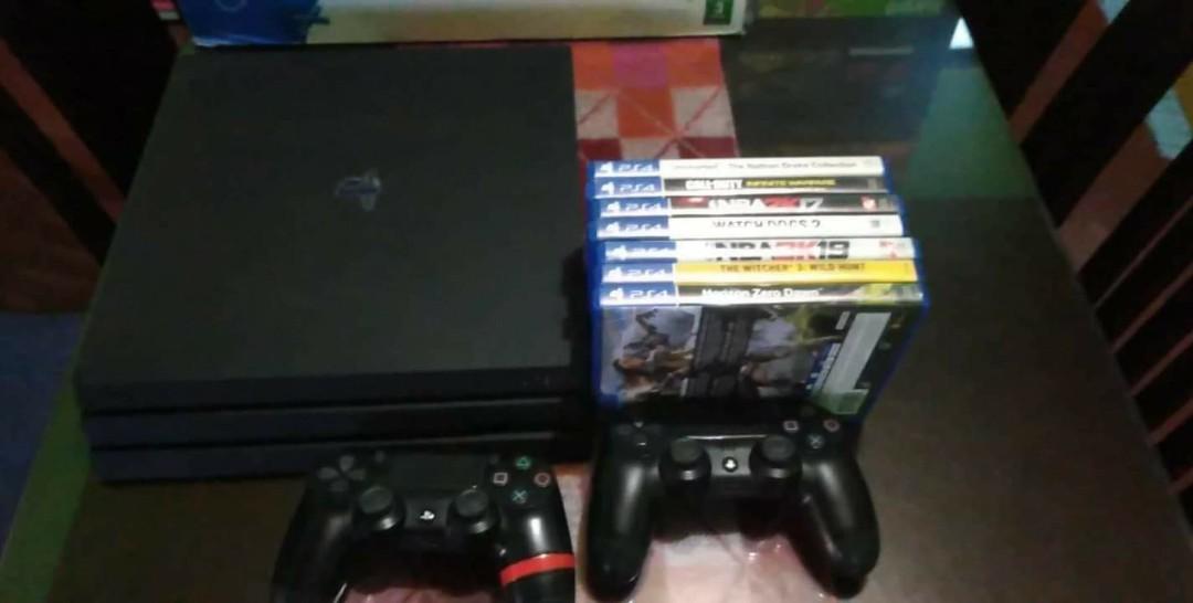 PS4 Pro 1TB with 2 dual shock controllers + 6 games (Category: PlayStation) located in Manila. Submitted by tajealovess15 (Listing ID 1027626818, Image 1). Description: PS4 PRO 1 TB + 2 DUALSHOCK CONTROLLER + 6 GAMES complete with box PHP 24000 all in (negotiable).