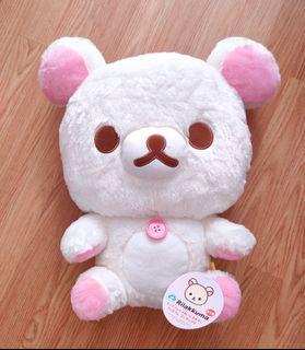 Rilakkuma white cream pink button plushy stuffed toy
