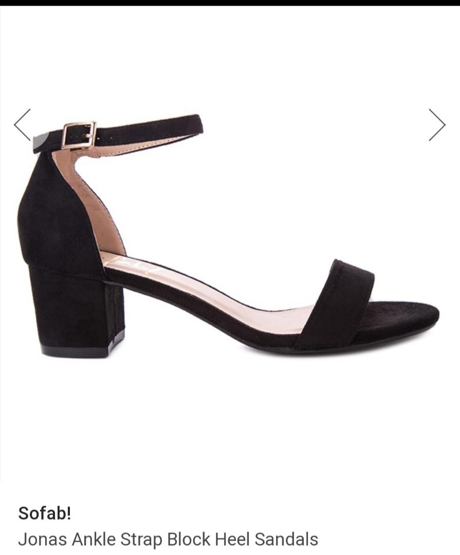 ankle strap block heel flats