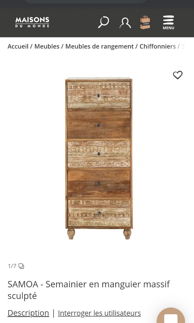 Solid Mango Wood Chest Of Drawers Furniture Shelves Drawers On Carousell