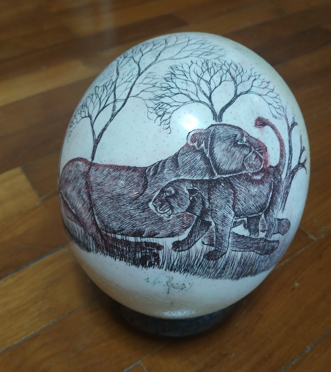 South African engraved Ostrich Egg, Women's Fashion, Jewelry