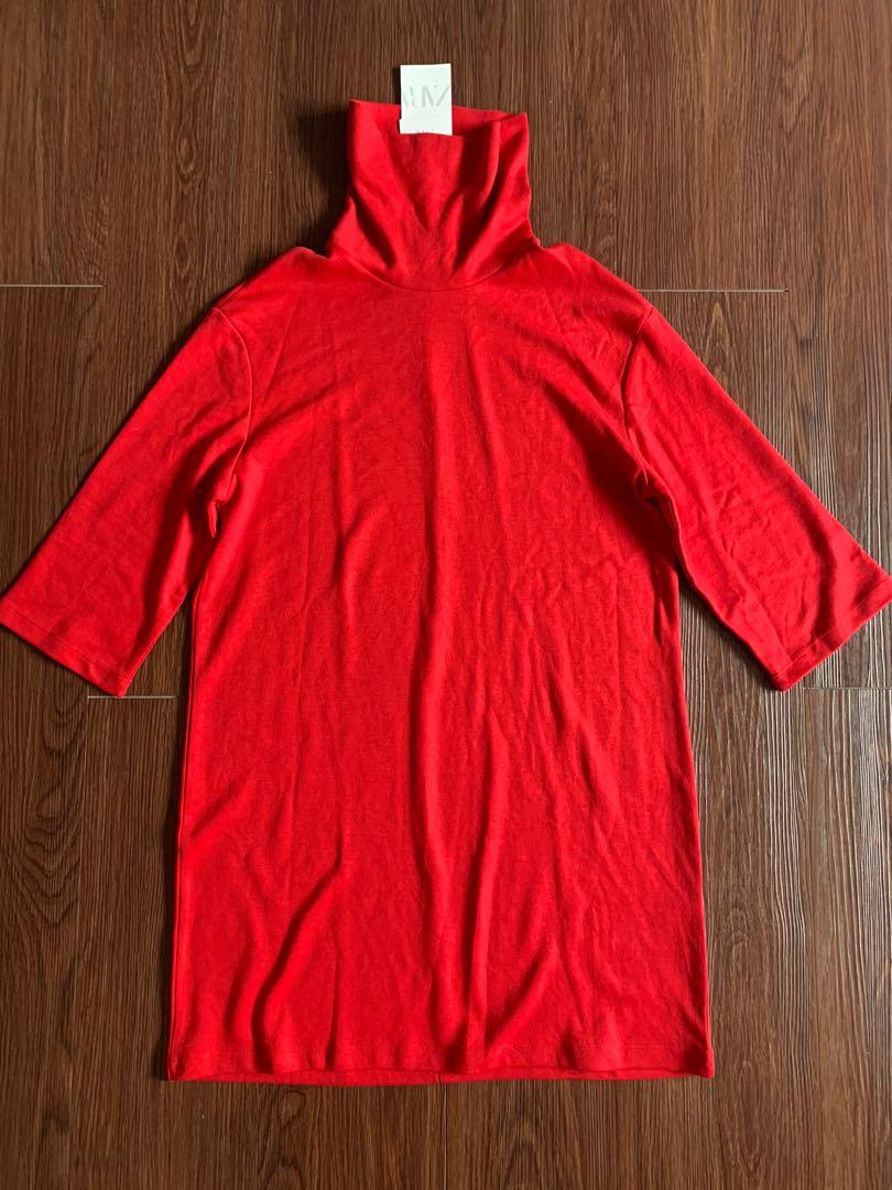 zara red turtleneck dress Zara orange turtleneck dress