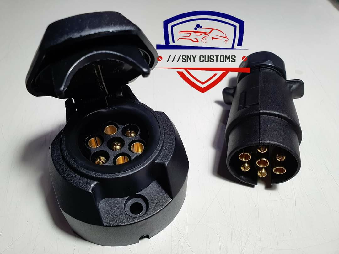 Towbar tow hitch receiver tail light 7 pin socket with bracket, Car