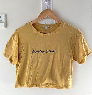 🌻 COOLS CLUB Embroidered Mustard Crop Top