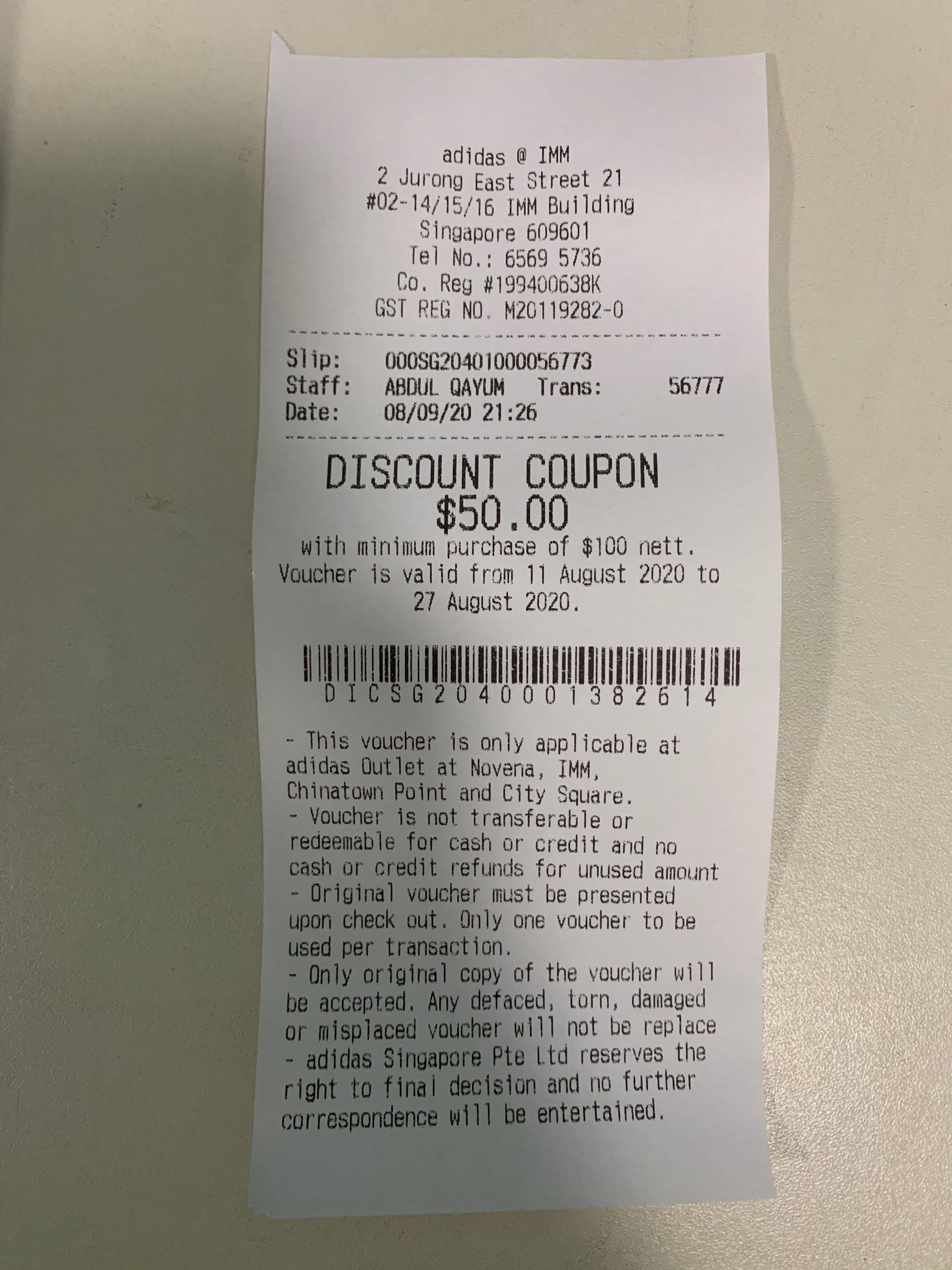 adidas staff discount code