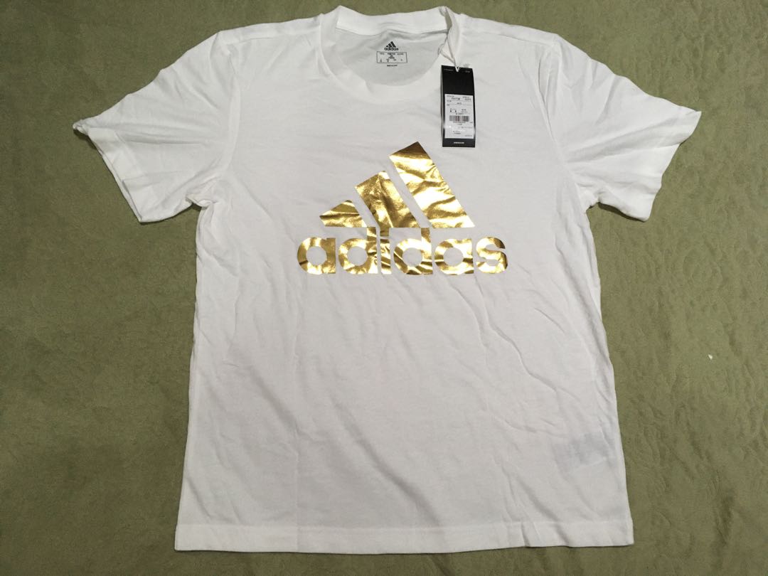 Adidas shirt gold and white Clearance