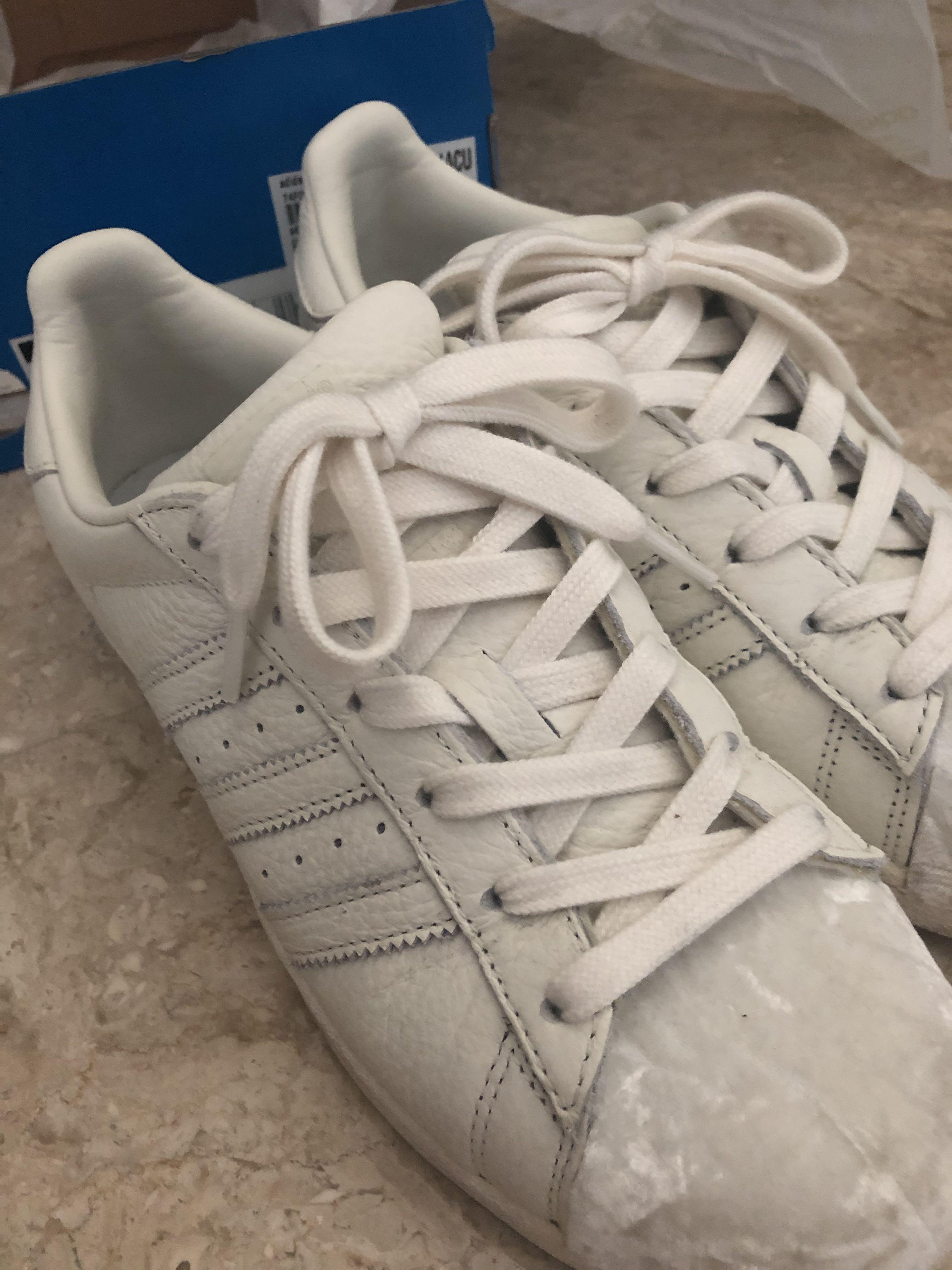 Adidas Superstar White Sneakers with velvet front Men s Fashion