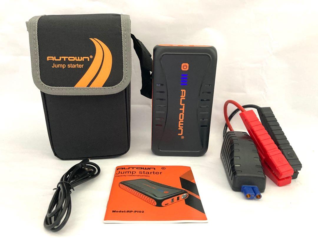 Jump Starter Portable Battery Booster 12V Auto Power Pack with LED Flashlight AUTOWN 10000mAh Car Jump Starter with Quick Charger Smart Jumper Cables 