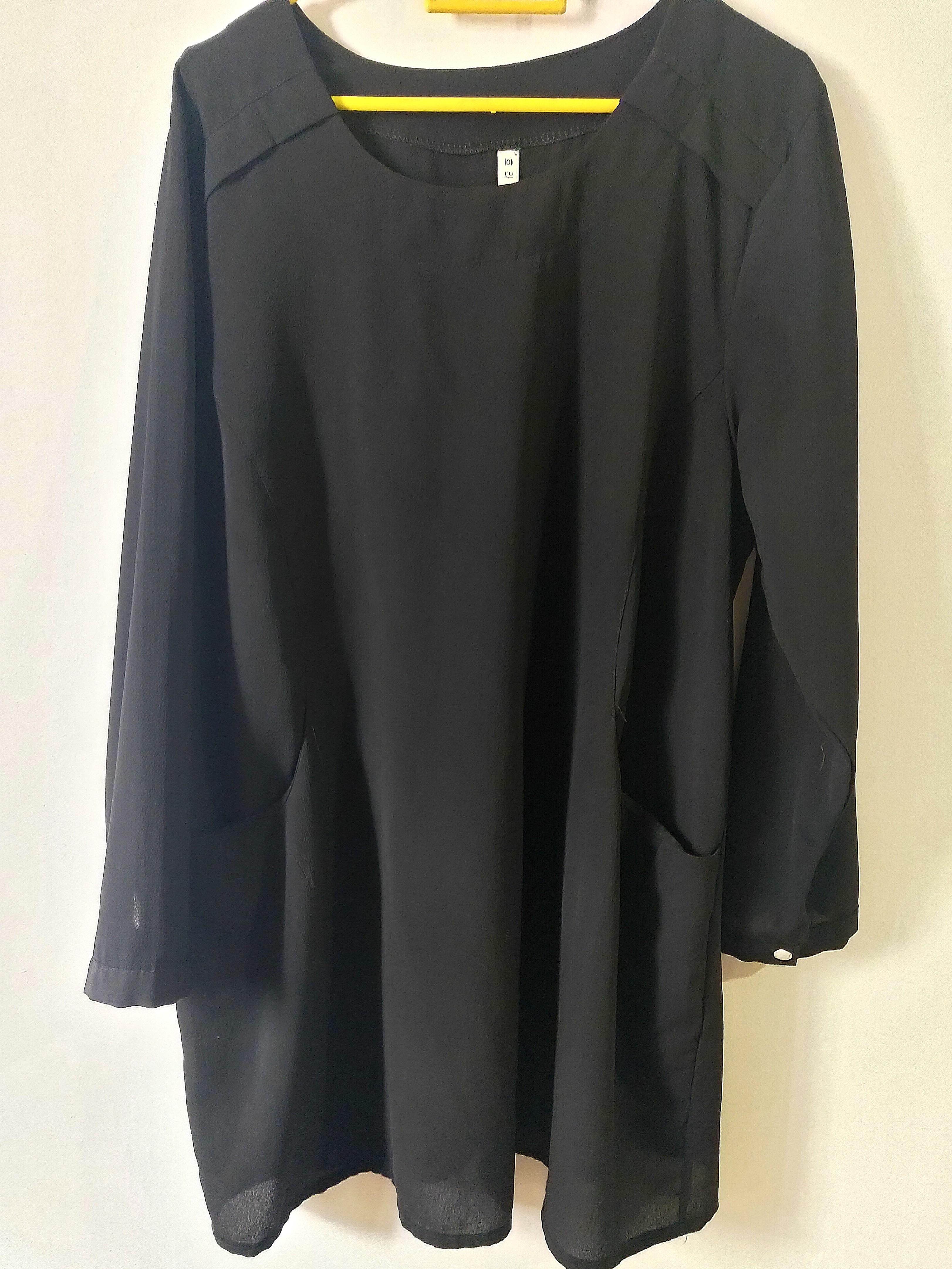 black chiffon tunic top
