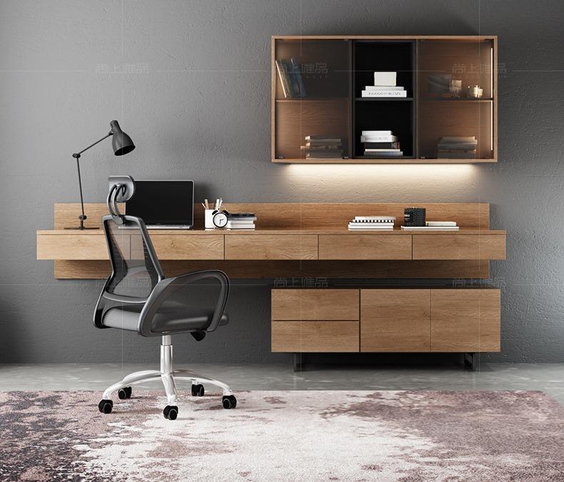 Wall mounted study table outlet with bookshelf