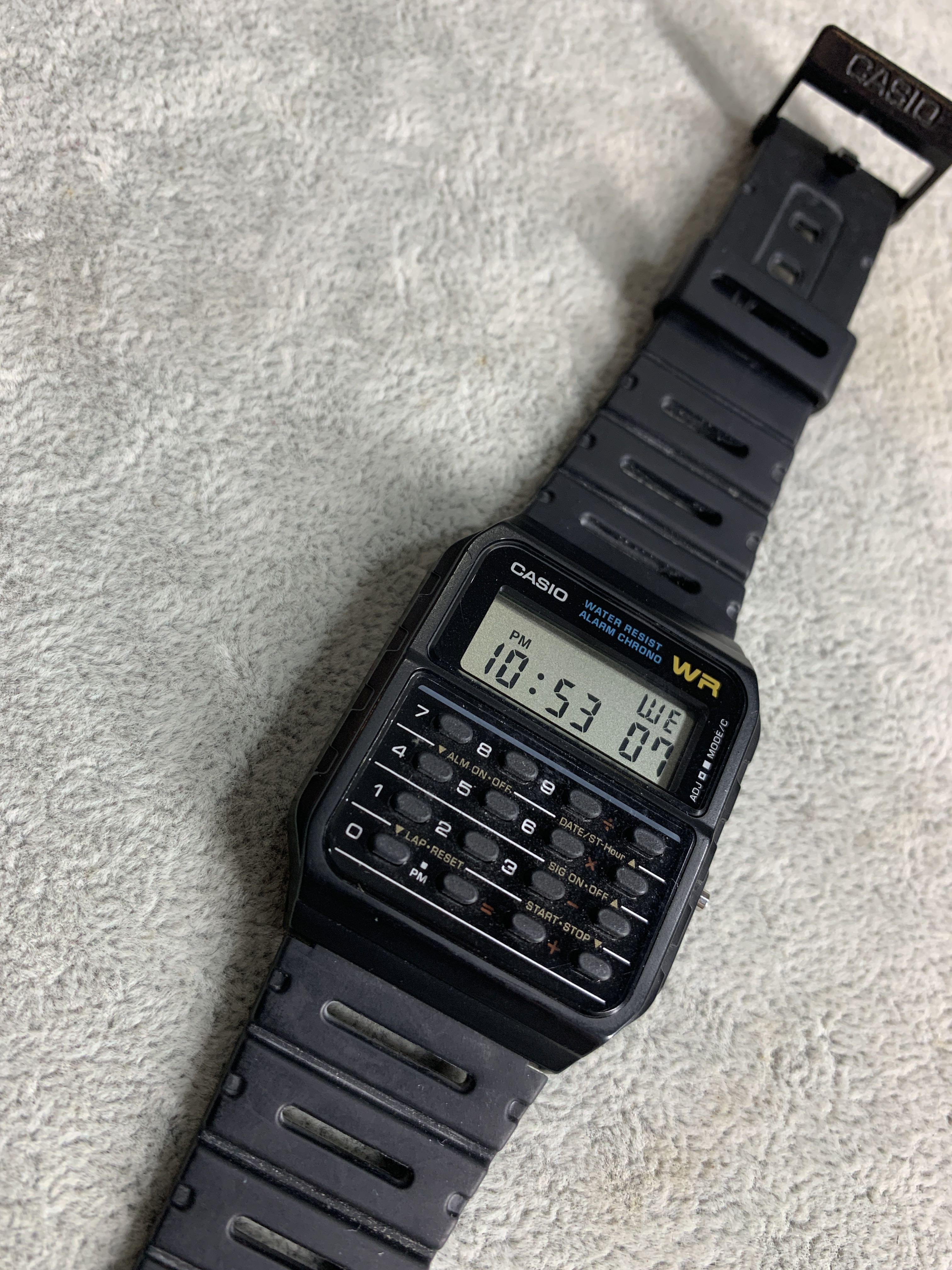 black calculator watch