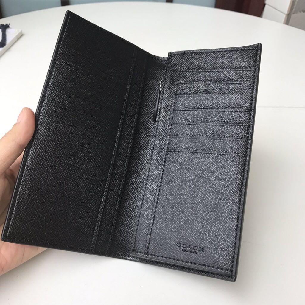 Coach 74978 men s long grain grain suede leather wallet