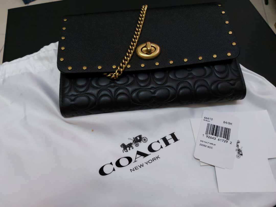 Authentic Coach Marlow Black Signature Crossbody bag WOC, Women's Fashion,  Bags & Wallets, Purses & Pouches on Carousell