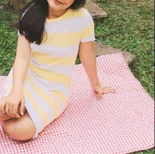 COME yellow striped knit dress