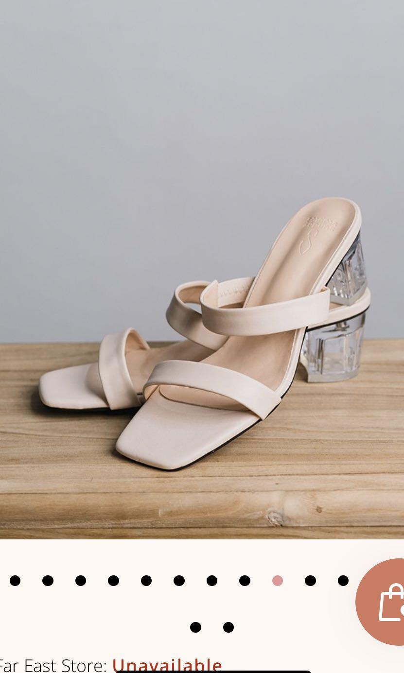 BN Cora Strappy Clear Heels in cream 