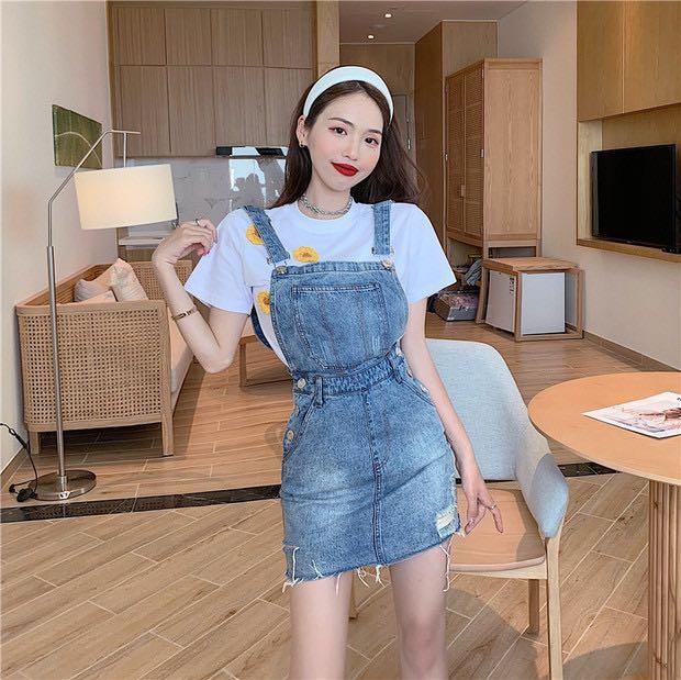 Denim jumper dress clearance