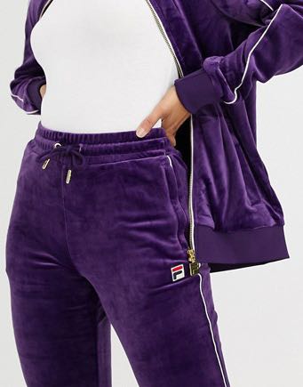 Commissie Lada Ja FILA purple velour tracksuit sweatpants, Women's Fashion, Bottoms, Other  Bottoms on Carousell