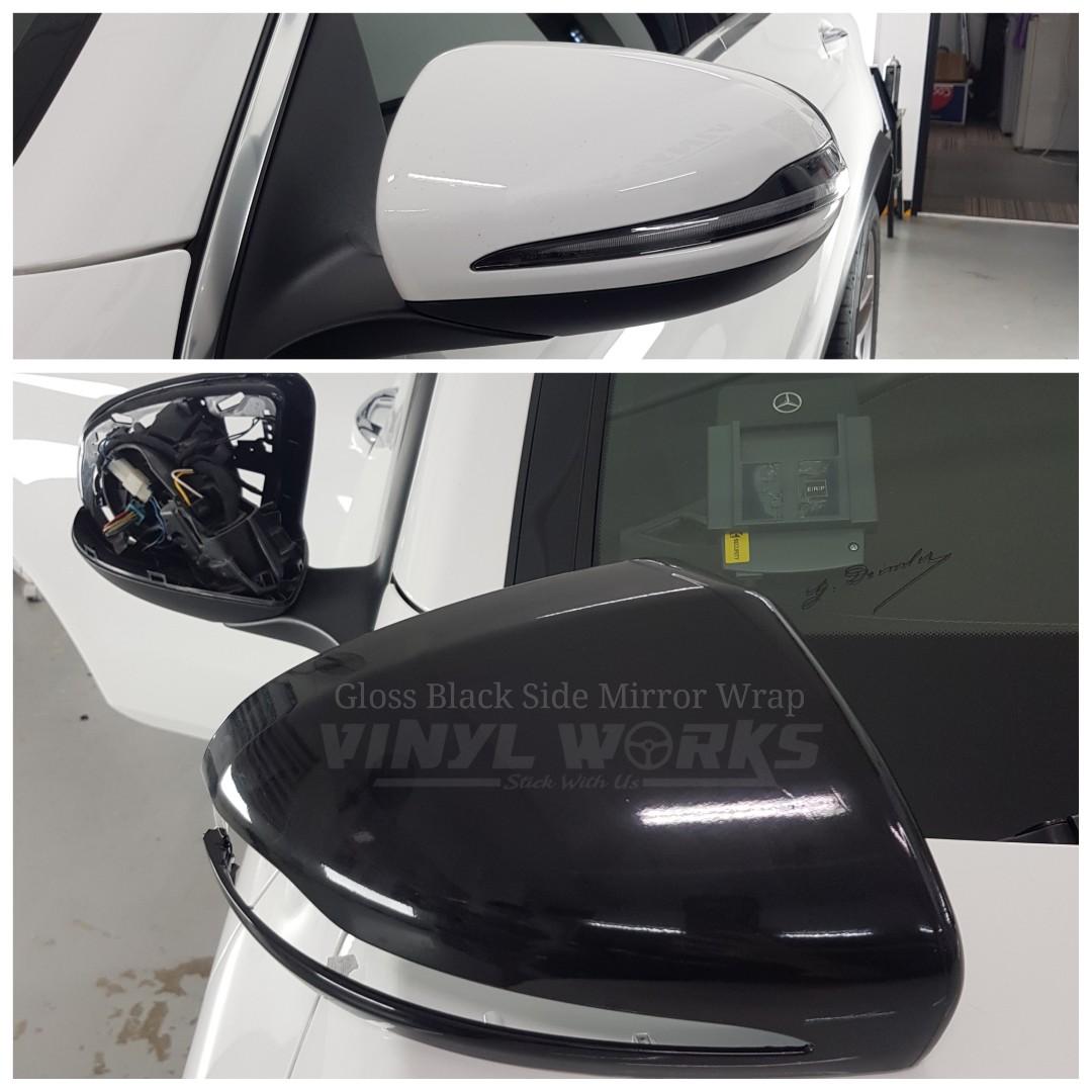 Gloss Black Side Mirror Wrap Mercedes GLC250 4Matic, Car Accessories
