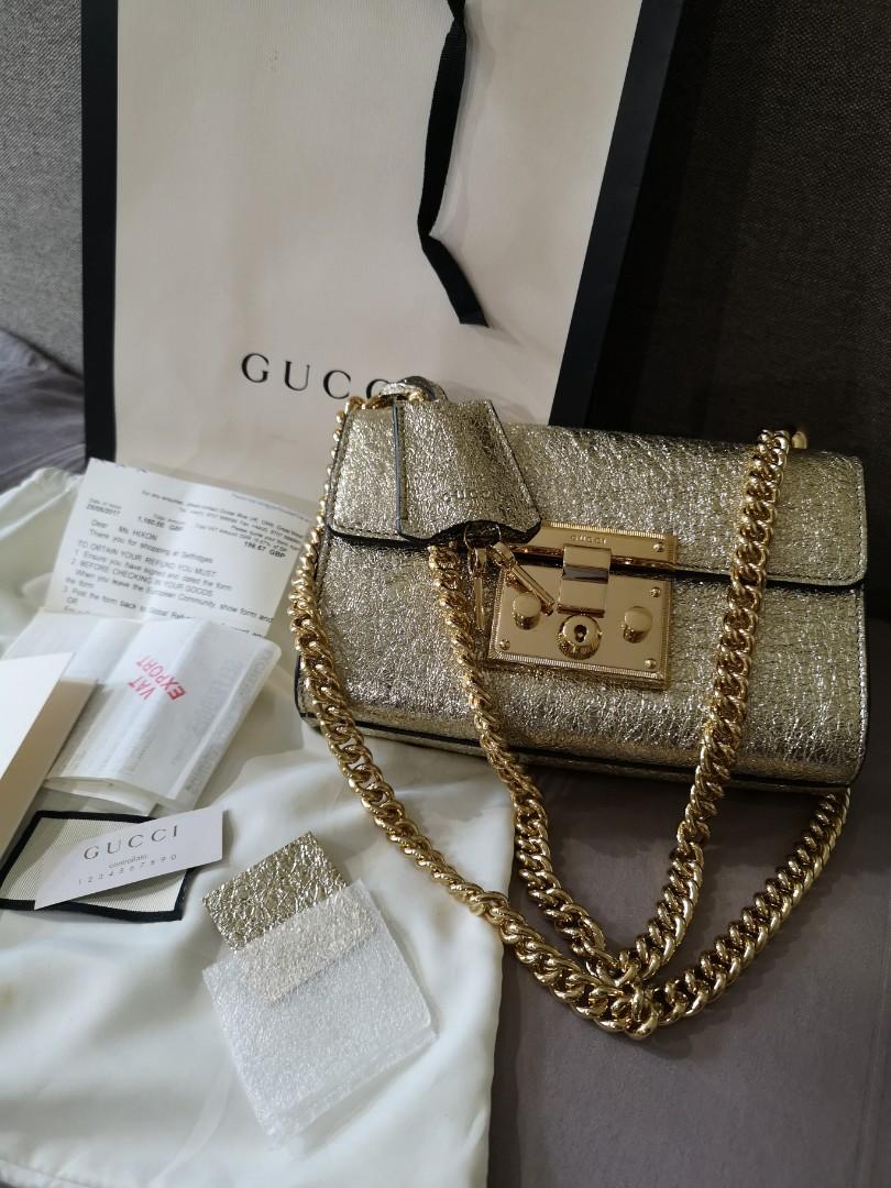 Gucci gold metallic padlock bag