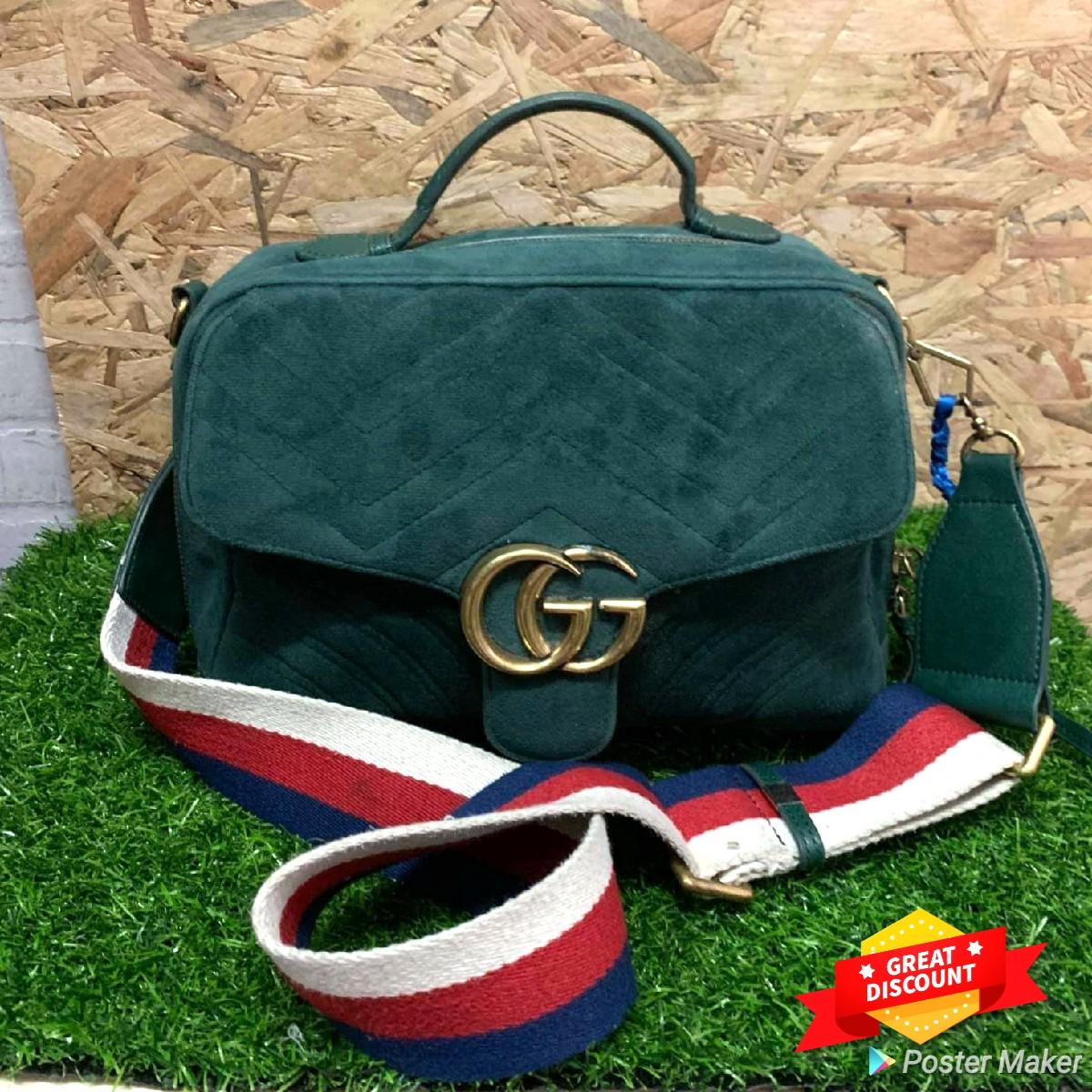 GUCCI MARMONT GREEN VELVET CROSSBODY BAG