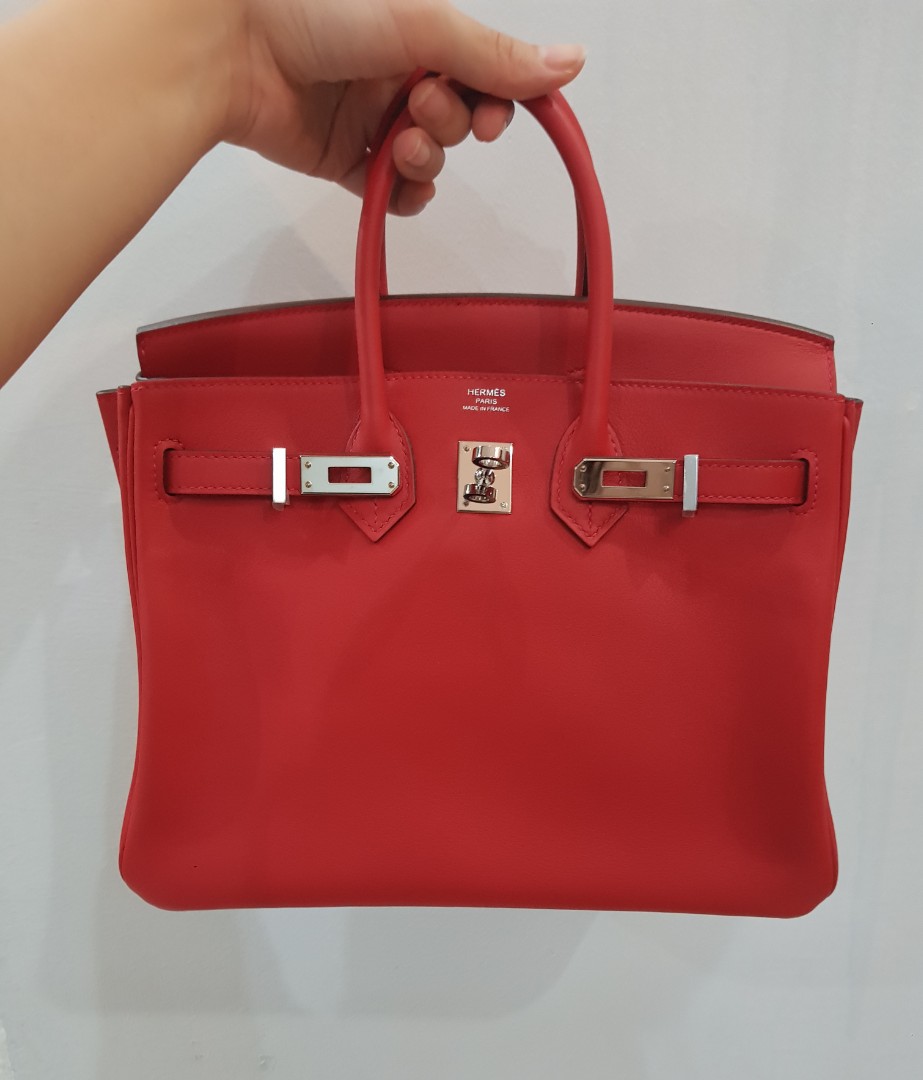 Hermes Birkin 25 Vermillion swift leather PHW, Luxury, Bags & Wallets on  Carousell