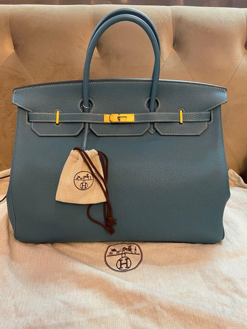 Hermes Blue Jean Togo Leather Palladium Hardware Birkin 40 Bag