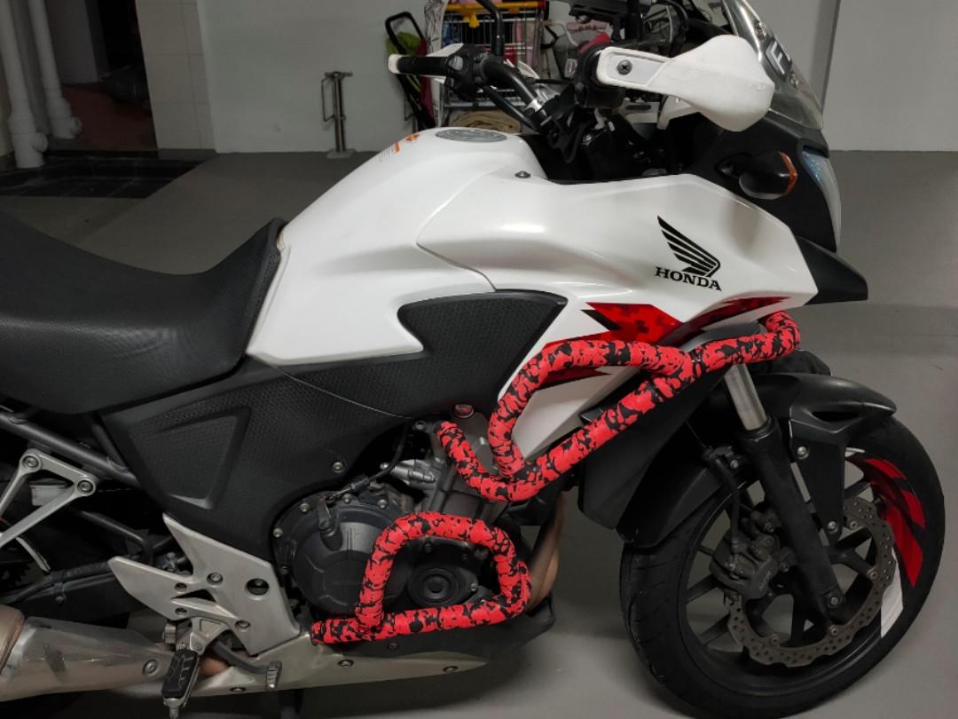 Honda CB400X Crash Bar Wrap with Black Red Tape, Motorcycles