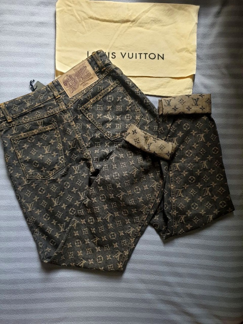 Men Louis Vuitton US Size 36 Brown Goat Suede Jeans/Pants Very Rare $16,990