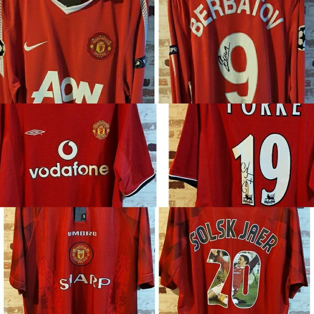 Manchester United Jersey Signed By Berbatov 9 Bnwt Brand New With Tag Solksjaer 20 Umbro Legend Font Dwight Yorke 19 Sports Sports Apparel On Carousell