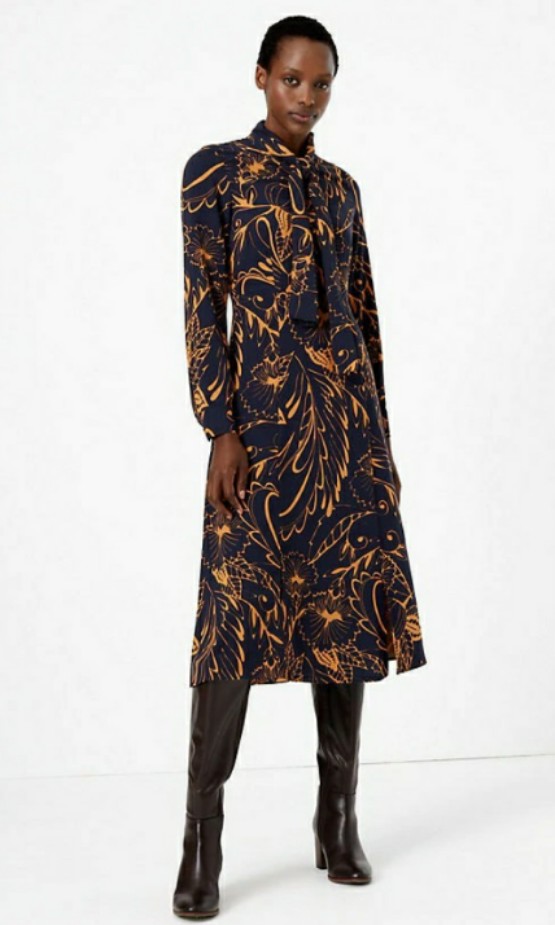 Marks and spencer black midi dress cheap