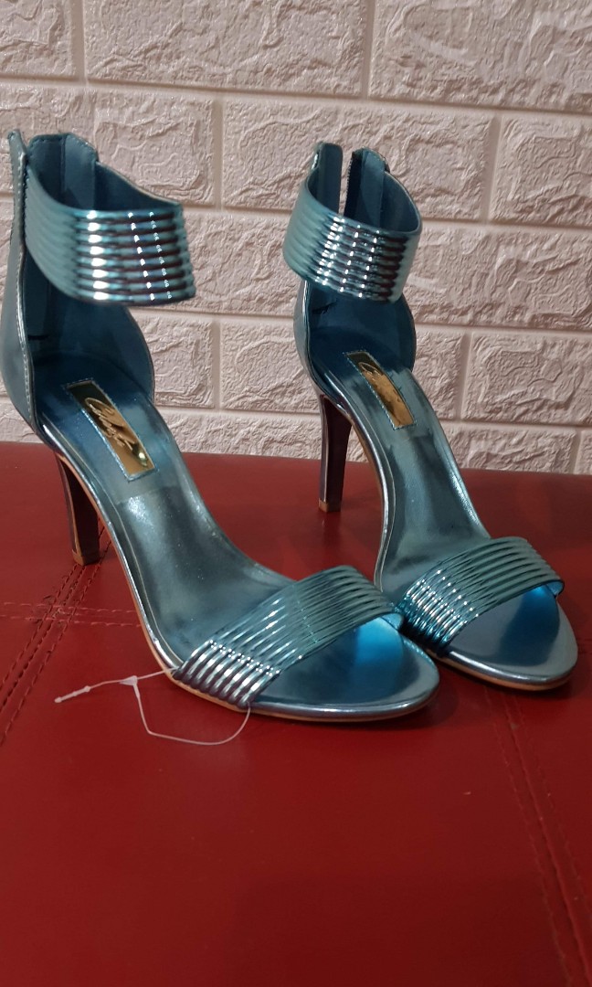 metallic blue heels