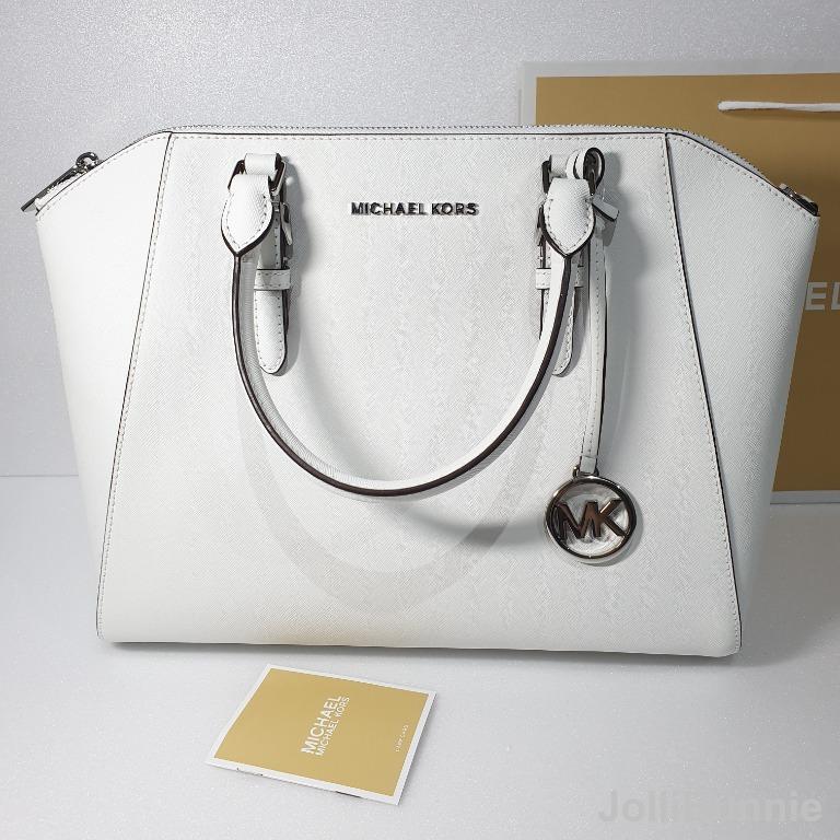 MICHAEL KORS Ciara Large Top zip Satchel Optic White 35H5SC6S3L