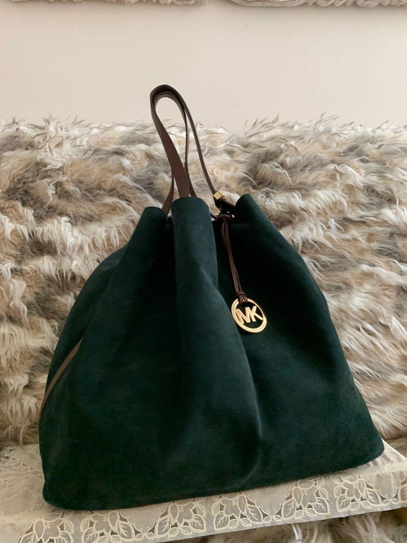 Michael Michael Kors Suede Shoulder Bag With Leather  ModeSens