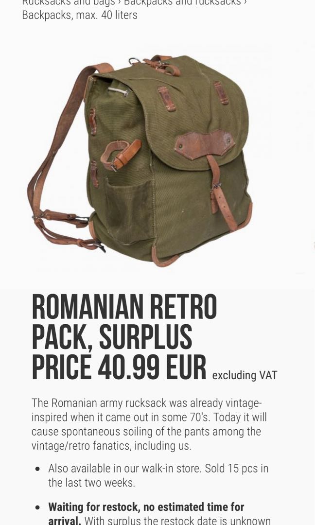 Surplus rucksack top